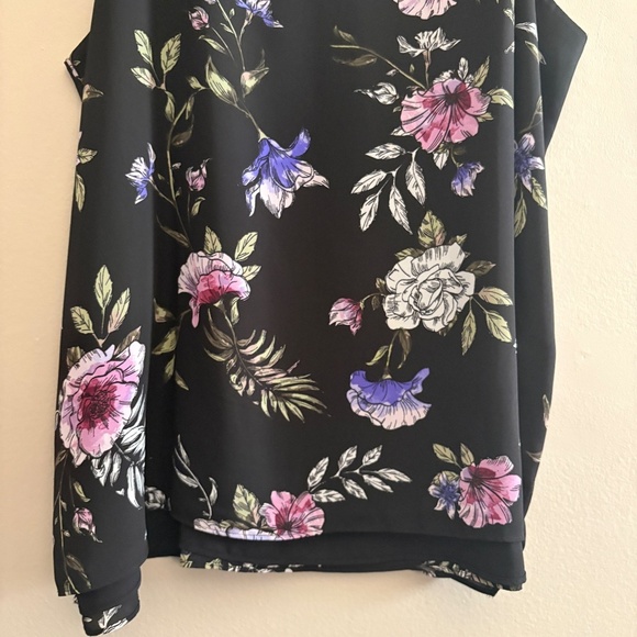 Reitmans Black Floral Print Spaghetti Strap Double Lined Blouse - Size 2X - Picture 9 of 14